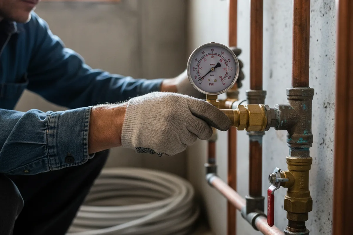 Pressure testing a repaired line during Water Line Repair in Fitzgerald